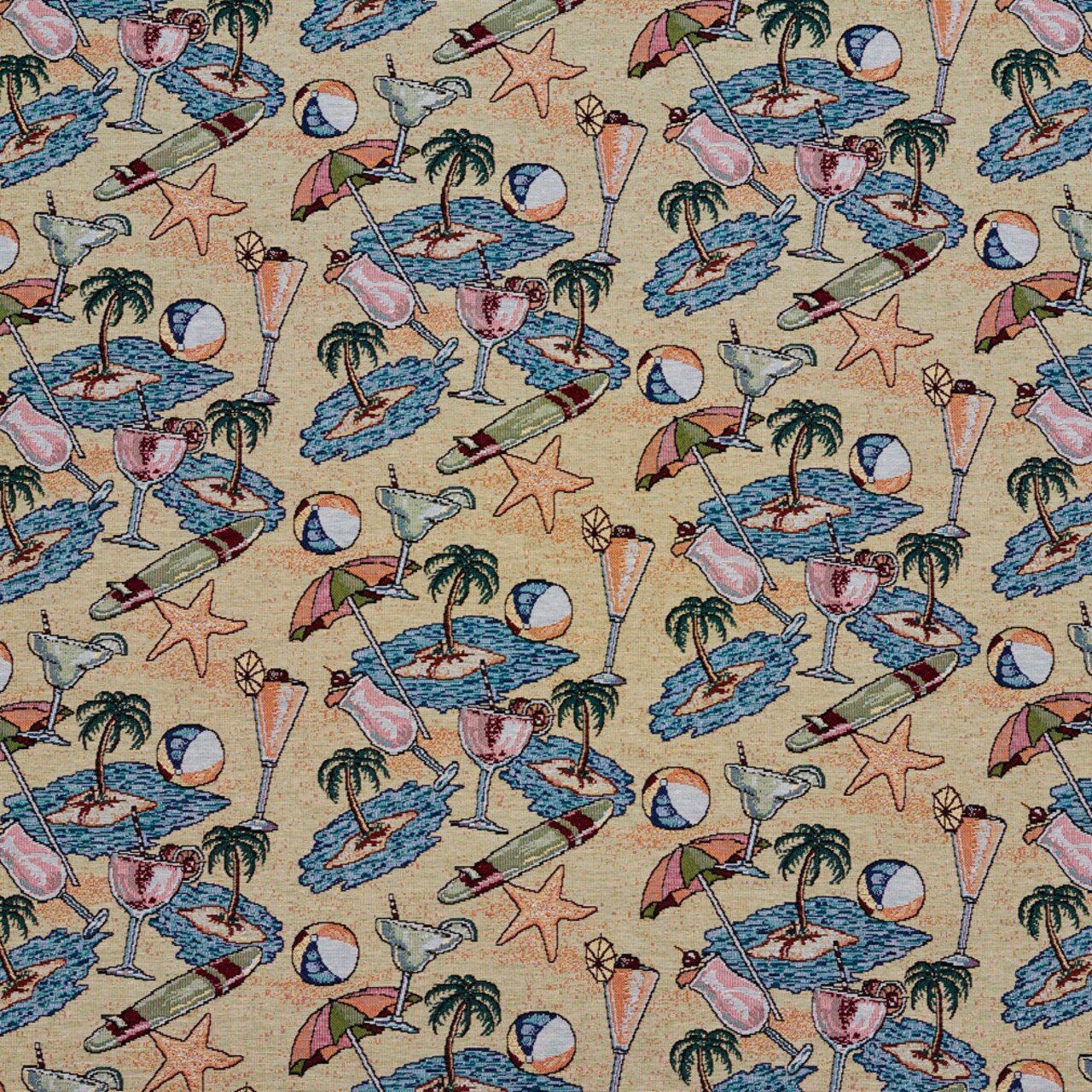 Upholstery Fabric - Blue,Gold & Yellow Novelty,Tropical & Botanical Upholstery Fabric 54 Inches"